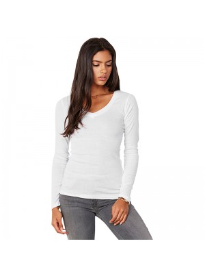 Plain Sheer mini rib long sleeve t-shirt Bella+Canvas 135 GSM